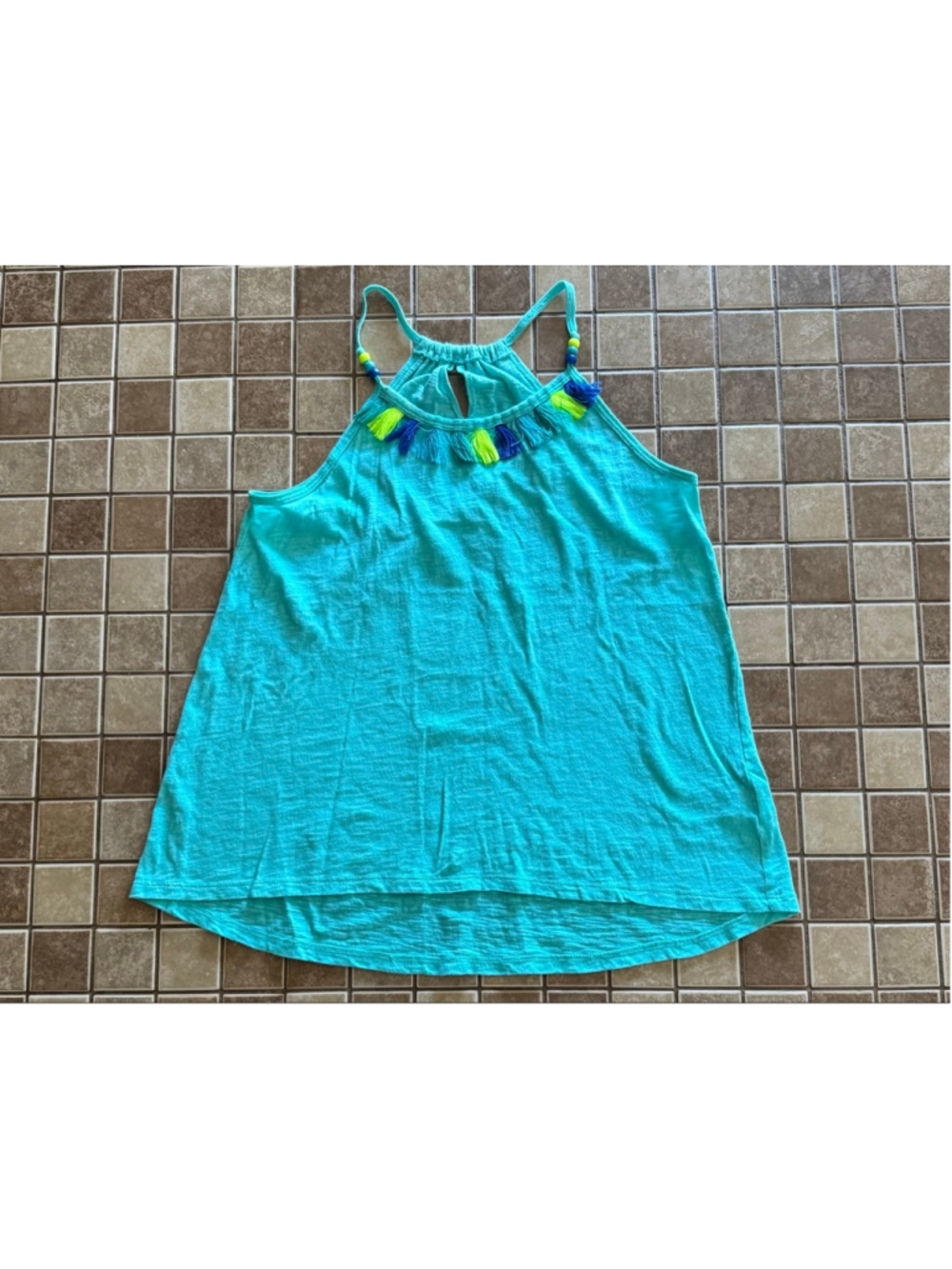 Girls PLACE Teal Tank Top with Tassels L